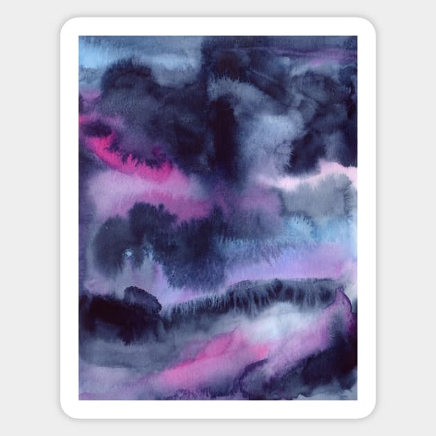 Bold Watercolor Texture with Indigo, Pink and Light Blue Sticker by Sandraartist